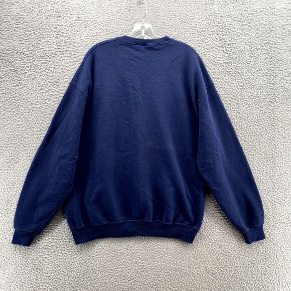 Vintage Jerzees Sweater Men's XL Navy Crew Neck 90s Single Stitch Wolf Full Moon - Picture 6 of 10
